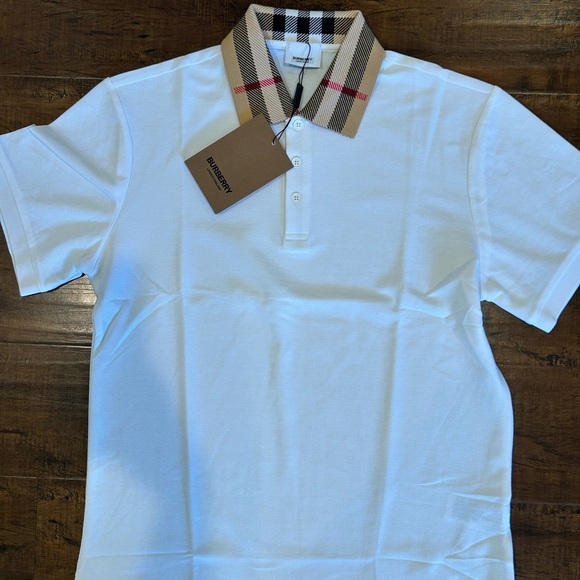 Burberry Polo Shirt with Iconic Check Collar - Picture 1 of 3